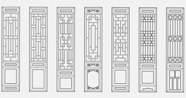 龙亭常用中式仿古花窗图案隔断设计图